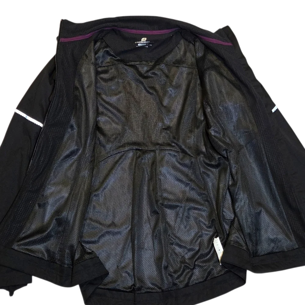 Road Runner Sports Ruffle Zip Running Jacket Black Reflective Athletic Medium - Picture 8 of 14